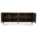 DS 407, Bruine houten dressoir met travertin blad