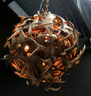 HG 113, Kroonluchter van damhertgewei met 6 lampen, model -Ballon-