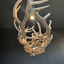 HG 247-A, Kroonluchter van edelhertgewei met 10 lampen en 3 spots