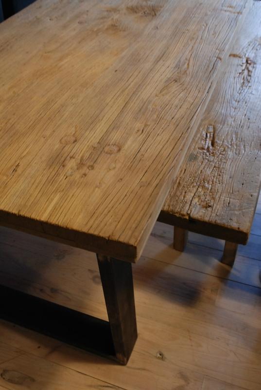 Heavy Table With Metal O Leg And A Top Of 5 5 Cm Thick The Table Dining Table Antique Tables Tables Old Wood De Jong Interieur