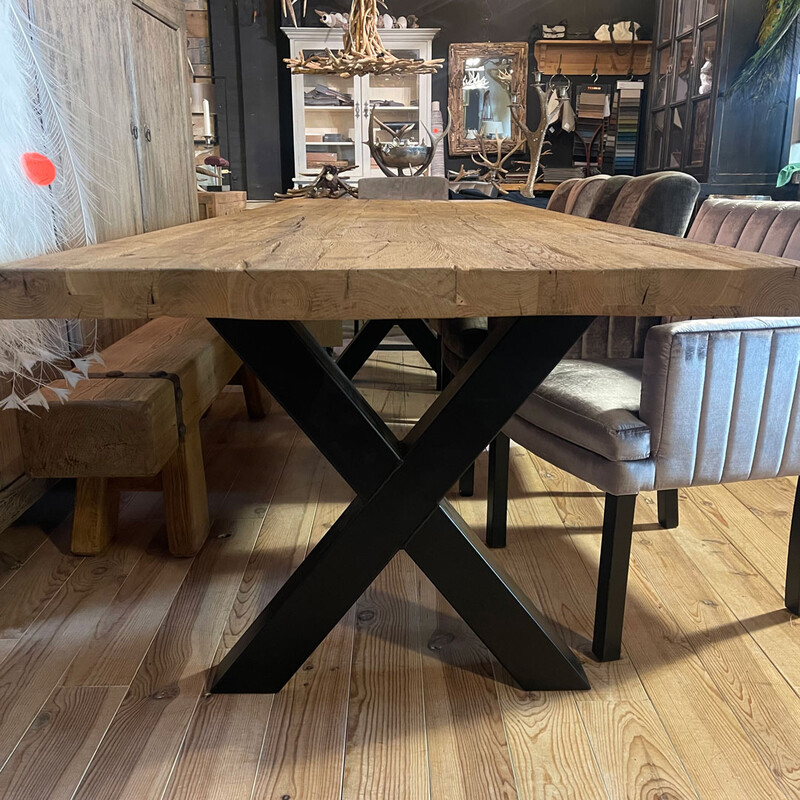 Zin Ondeugd Specialist ET 157, Oak wood dining table - eetkamertafel - Antieke tafels, tafels van  oud hout. landelijke tafels. - De Jong Interieur