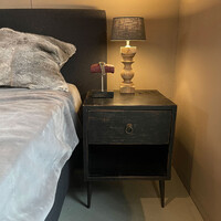 NK 122, Black bedside table with drawer and shelf